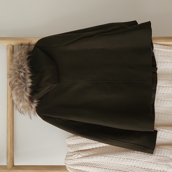 NWOT Zara Fall Coat Jacket Faux Fur Hood Size S - Picture 2 of 8